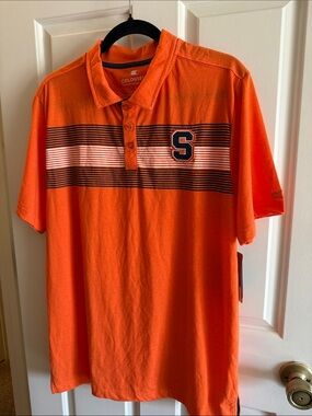 Colosseum Men's Orange Syracuse Polo with Navy & White Striped Chest